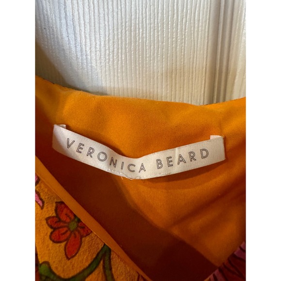 Veronica Beard Randa Floral Silk Ruffle Peplum Top Sleeveless (J) - Picture 11 of 12